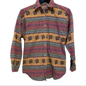 Chic | Vintage CHIC Multi Print Southwestern Leaf Button Down Shirt | S